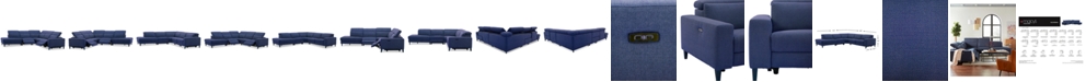 Furniture CLOSEOUT! Sleannah 5-Pc. Fabric Bumper Sectional with 2 Power Recliners